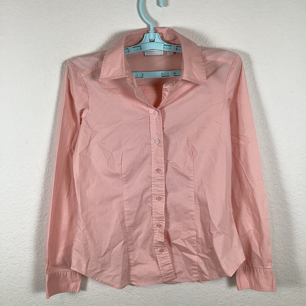New York & Company Womens Button Up Shirt Sz S Long Sleeve Casual Soft Solid